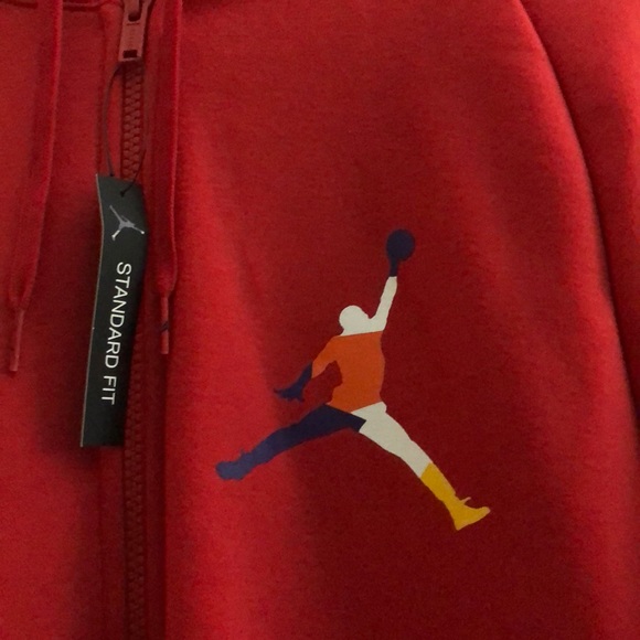 NWT Air Jordan Red Hoodie Full Zip w/ Designs - Picture 2 of 7